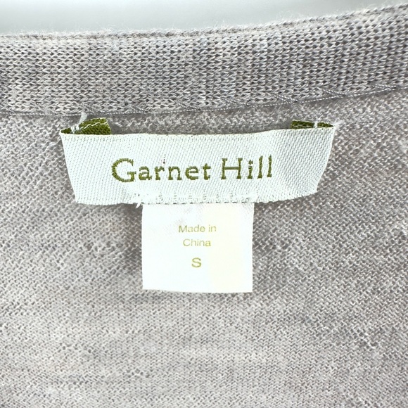 Garnet Hill Floral Embroidered Cardigan Womens Size S 100% Merino Wool Gray - Picture 6 of 11